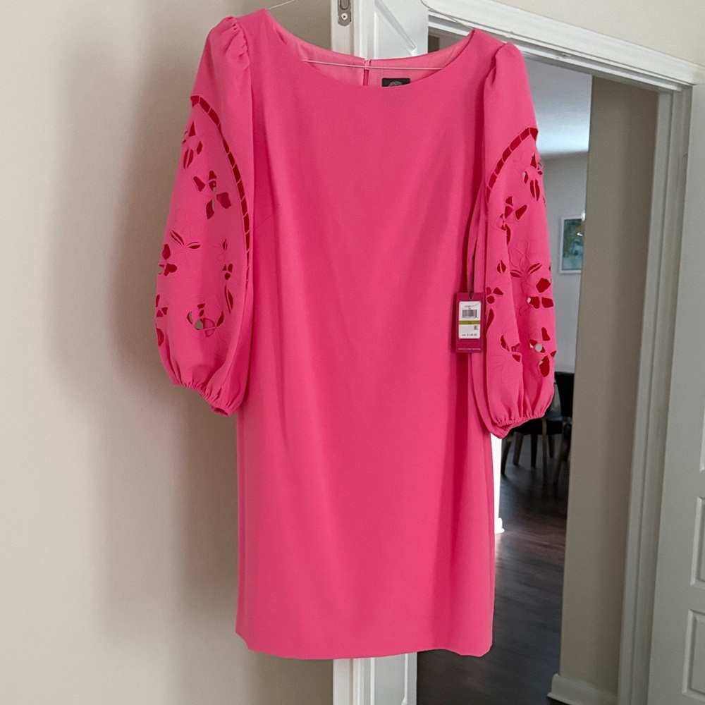 Vince Camuto Elegant Pink Dress with Balloon Sleeves